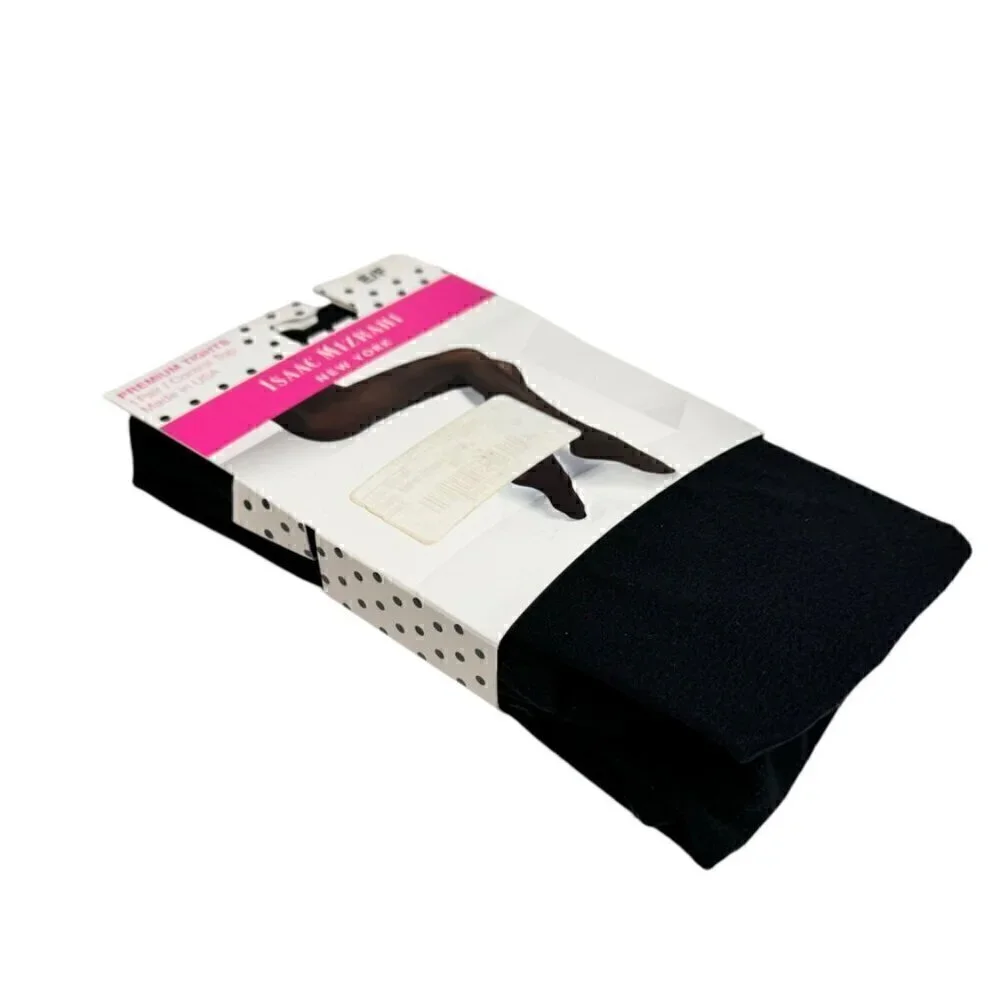 NEW Isaac Mizrahi Black Tights Sz. L 2PCs Opaque Stretch Control Top Fall Goth